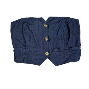 Smocked Denim Western Sweetheart Neckline 100% Cotton Tube top Size Medium